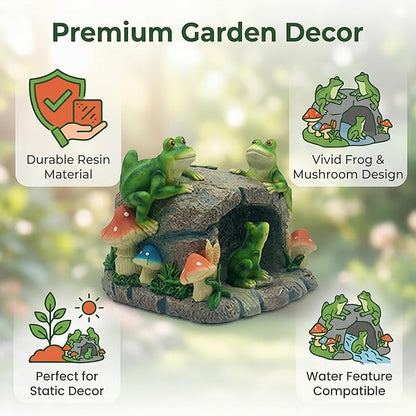 Gutter Downspout Extension Outdoor Statue Decor, Decorative Downspout Splash Block for Gutter Downspouts Extender, Frog Statue Rain Gutter Guardian for Patio, Lawn, 3”×4” Christmas Extender Covers.