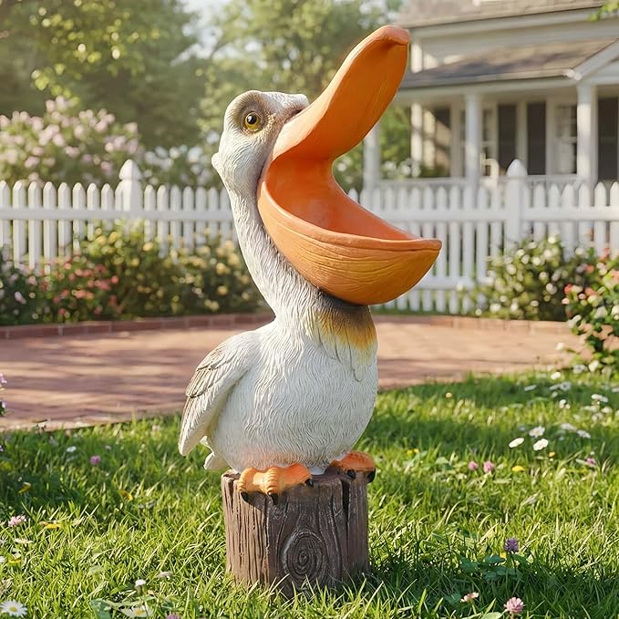 14" Toucan & Pelican Statues - Outdoor Large Bird Decor, Colorful Outdoor Bird Decor Sculpture - Bird Outdoor Animal Ornament, Tropical Tiki Bar Decor, Perfect for Garden, Patio, Yard