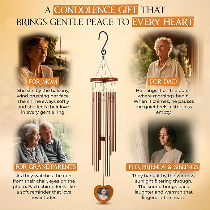 32 Inch Memorial Wind Chimes Outdoor, Wind Chimes for Loss of Loved One, Memorial Gifts for Loss of Mom, Sympathy Gifts for Mother, Father, Brother, Sister