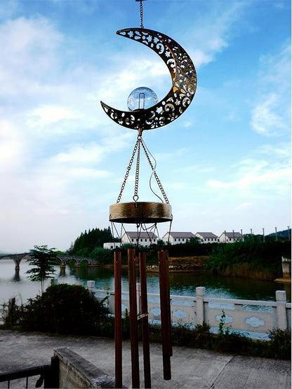 Sun Wind Chimes, Metal Wind Chimes, Waterproof Anti-Corrosion, Solar Wind Chime, Wind Chime for Outside/Window/Door/Garden/Outdoors, Gifts for Girl/mom/Friend. (Moon)