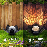 Huaxu Solar Lights Outdoor Garden Decor Metal Black Lotus Decoration, Crackle Globe Glass Waterproof LED Outside Table Lamp for Patio,Lawn, Yard,Walkway,Tabletop,Ground Gifts for Mom