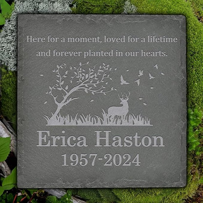 Personalized Memorial Stone Memorial Garden Stone - Sympathy Gifts for Loss of Dad, Mom or Loved One - Bereavement, Remembrance and Condolence Gift - Forever Planted in Our Hearts Square