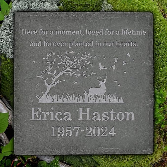 Personalized Memorial Stone Memorial Garden Stone - Sympathy Gifts for Loss of Dad, Mom or Loved One - Bereavement, Remembrance and Condolence Gift - Forever Planted in Our Hearts Square
