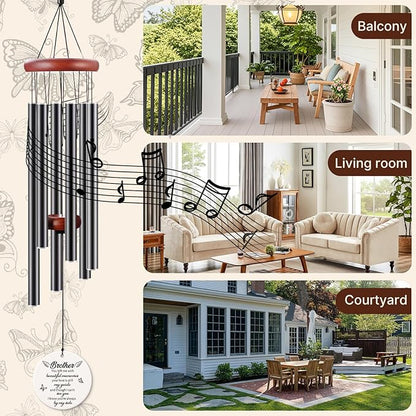 BeauGift Brother Memorial Gifts, 32" Ceramic Wind Chimes for Loss of Brother Sympathy Gifts, Bereavement Remembrance Memorial Gift for Loss of Brother