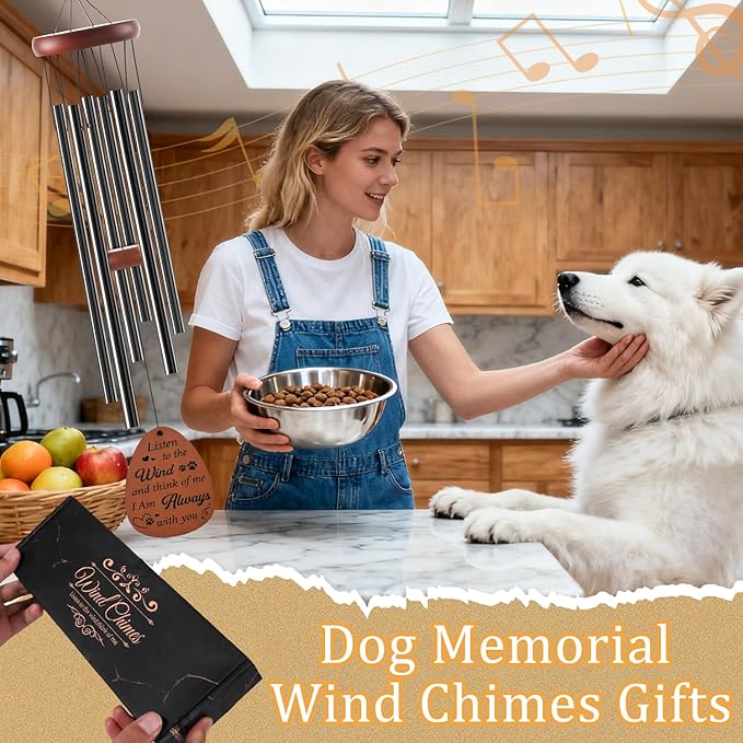 Pet Memorial Gifts for Dogs - Dog Memorial Gifts for Loss of Dog Mum Owners, Dogs Sympathy Wind Chimes Passing Away Remembrance Bereavement in Memory of Pet Present