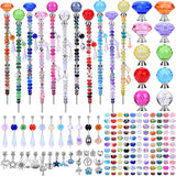AIPRIDY DIY Fairy Wand Garden Stakes Kit, Crystal Beaded Decorative Wands Set, Outdoor Garden Decoration with Assembly Guide (Mixed Top 390 Pcs)