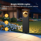 Modern Solar Pathway Lights Outdoor, 6 Pack Upgraded Moon Shaped Landscape Lights - Brighter & Waterproof Solar Powered Decor for Yard, Garden, Path, Walkway Outside Decoration