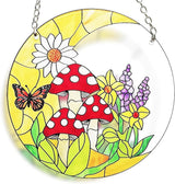Mushroom Moon Stained Glass Suncatcher Home Decor, Mushroom Plant Lover Gifts for Women, Birthday Gifts for Mom Grandma Mothers