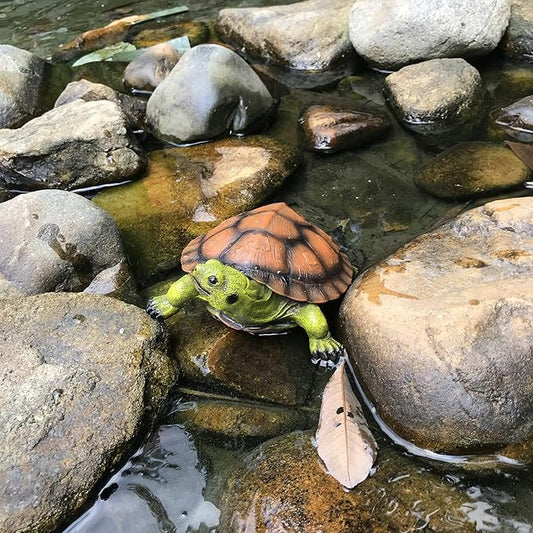 Turtle Tortoise Sculptures, Garden Patio Lawn Yard Art Resin Decorations Outdoor Garden Decor, 8.6 inches Turtle Yard Decorations Outdoor, Full Color 1