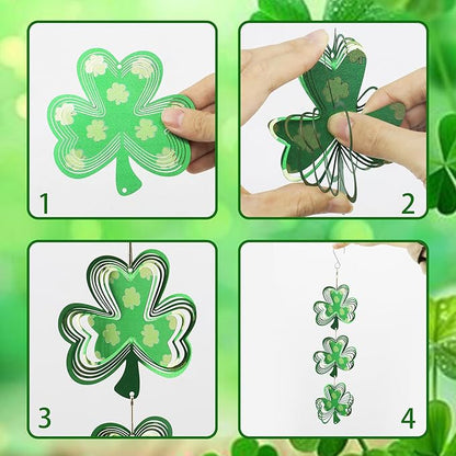 Wind Spinners Outdoor, Bird Repellent，3D Clover Hanging, 15 inches, Kinetic, Stainless-Steel Metal, Indoor and Outdoor Decoration for Garden, Patio, Yard, Gift for Women Mom Wife.