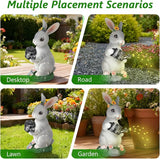 Solar Garden Decor Watering Bunny Statues Outdoor, Outdoor Sculpture Figurine Statue Lights, Outdoor Garden Yard Lawn Patio Decoration, Unique House Warming Birthday Present for Women Family