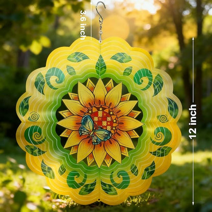 Colorful Wind Chimes Spinner Decorate Your Garden with This 12-inch Stainless Steel Wind Spinner Outdoor Clearance Metal 3D Hanging Decor Wind Sculptures for Lawn Yard Perfect Ornament Gift