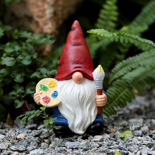 Garden Gnome with Paint Palette and Brush Statue Decoration Figurine Ornament for Indoor Outdoor Home Patio Yard Lawn,Gift for Mom
