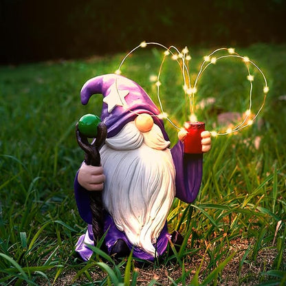 Joint Honglin Resin Gnome Statue Outdoor Decor Waterproof Firework Solar LED Lights Gnomes Garden Sculpture Decorations for Outside Lawn Patio Yard Ornament Gifts (Gnome)