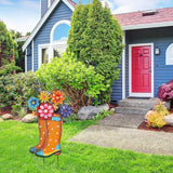 YEAHOME Garden Decor for Outside, 26” Decorative Garden Stakes Metal Boot with Flowers for Spring Decor, Yard Art Stakes for Outdoor Lawn Backyard Porch Pathway Garden Decorations