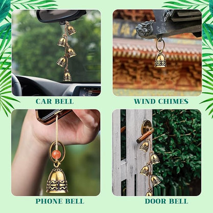12PCS Copper Antique Small Brass Bells for Home Decor Wind Chimes, Bronze Jingle for Christmas Wedding Doors Dog Collar Decoration Keychain Crafts