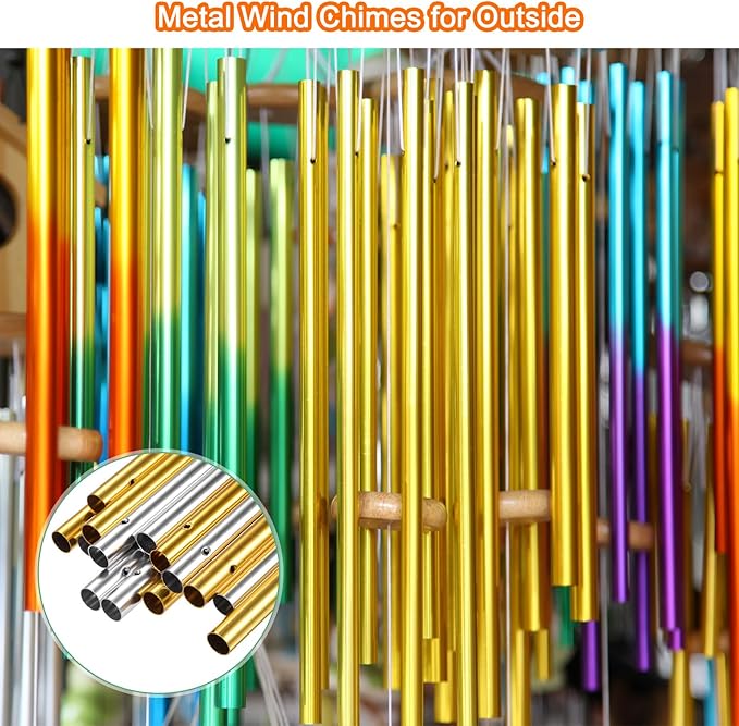 M METERXITY 16-Pack Wind Chime Tubes, 8 Sizes Aluminum Metal Wind Bell Empty Tubes for Outside/Adults Arts and Crafts/DIY [2 Colors]