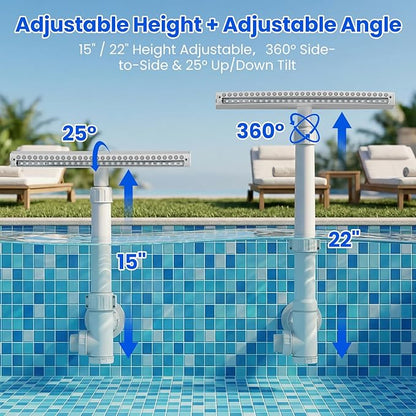 Solar Pool Fountain Waterfall: Pools Fountains for Inground and Above Ground, with 8 Color LED Lights, Newly Refined Streamlined Design, Emote Control Pool Sprayer