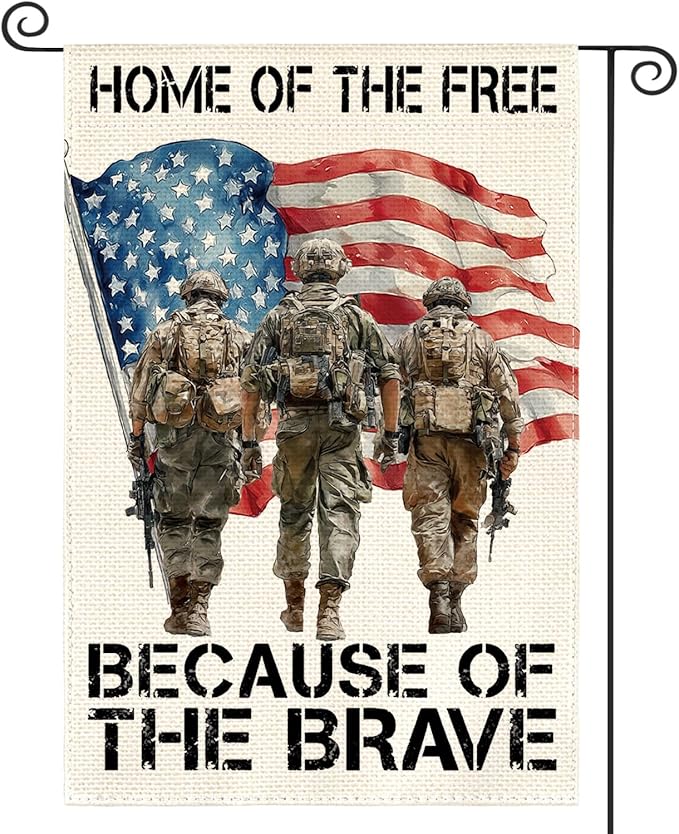 AVOIN colorlife Memorial Day Patriotic Garden Flag 12x18 Inch Double Sided Outside, USA Military Soldiers Veteran 4th of July Yard Outdoor Decoration