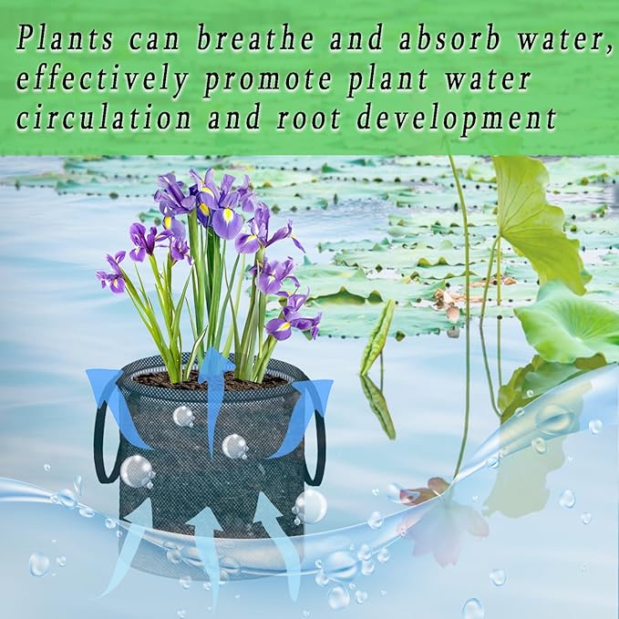 6 Pcs Pond Planting Bags, Mesh Aquatic Pond Lily Planter with Handles Reusable Water Gardens Plant Pots for Aquatic Plants, Marsh Plant Garden Terrestrial Plant (6)