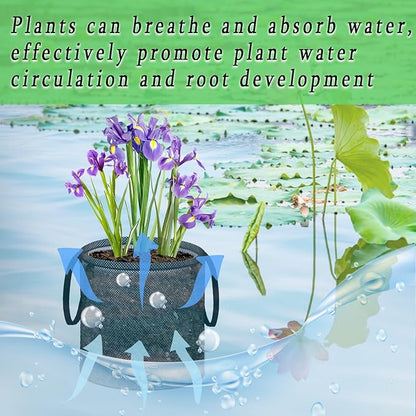 6 Pcs Pond Planting Bags, Mesh Aquatic Pond Lily Planter with Handles Reusable Water Gardens Plant Pots for Aquatic Plants, Marsh Plant Garden Terrestrial Plant (6)