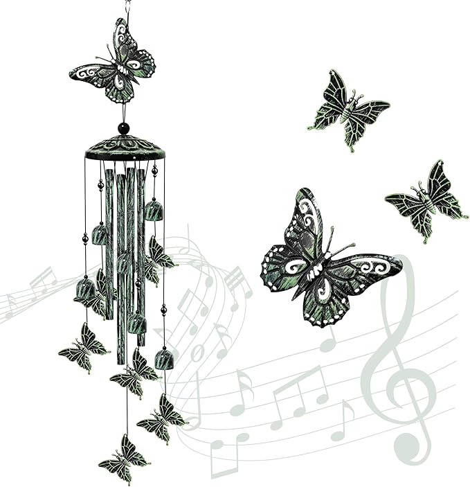 35" Butterfly Wind Chimes for Outside, Butterfly Wind Chimes Gifts for Mother's Day, Garden Decor for Outdoor Porch Patio Home Yard Decorations