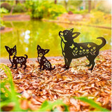 Dog Metal Decorative Garden Stakes Chihuahua Dog Gifts for Women Men Mom Birthday Gifts Silhouette Statues for Garden Decor, Yard Art, Patio, Outside, Lawn Ornaments, Outdoor Decorations