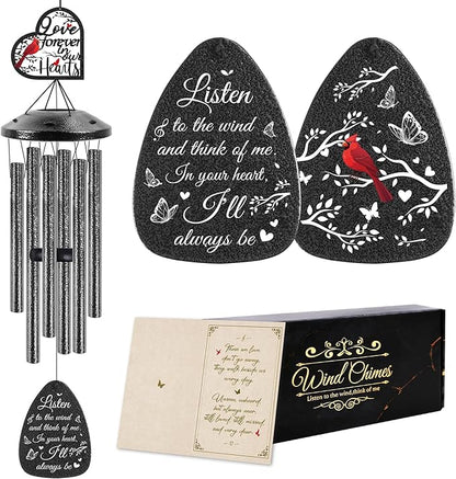 Memorial Wind Chimes for Loss of Loved One, Cardinal Sympathy Windchimes for Outside, Bereavement Gifts Wind Chime for Garden Patio Porch Decor, Sympathy Gift in Memory of a Loved One