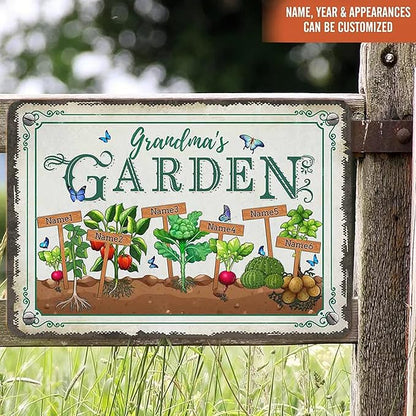 Custom Metal Signs with Name Made in USA Personalized Vintage Garden Sign Waterproof Vintage Decorative Metal Print for Wall Decor Customized Home Garden Ideas Gifts Artwork Prints for Yard Ourdoor
