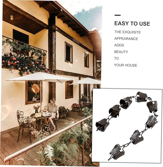 1m Flower Chain Rain Chain Gutter Hangers Decorative Chimes Cups Replacement for Gutter Style Decor