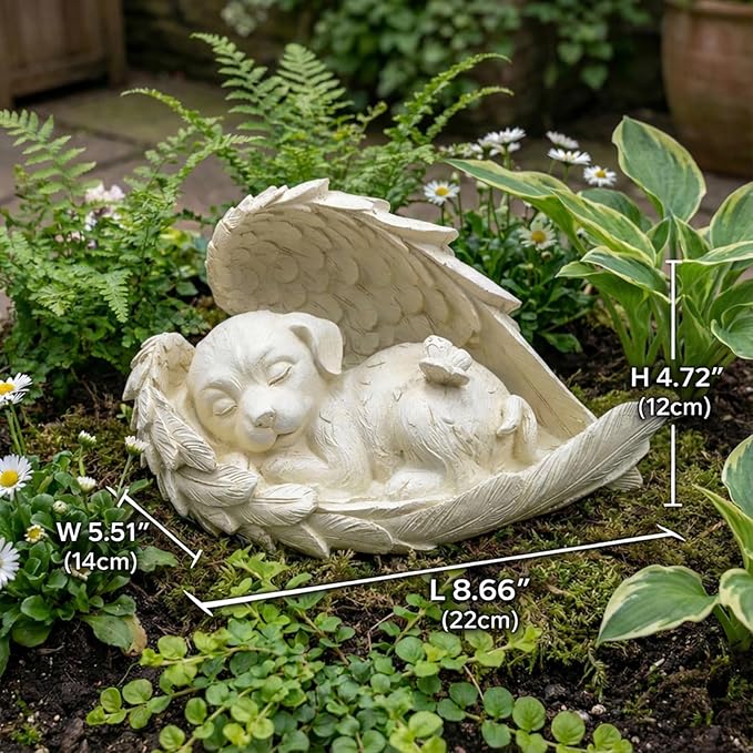 Elenon Dog Pet Memorial Stones Outdoor Statue, Sleeping Dog Memorial Stones Garden Statue Decor, Pet Loss Sympathy Grave Gifts