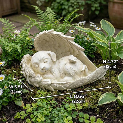 Elenon Dog Pet Memorial Stones Outdoor Statue, Sleeping Dog Memorial Stones Garden Statue Decor, Pet Loss Sympathy Grave Gifts