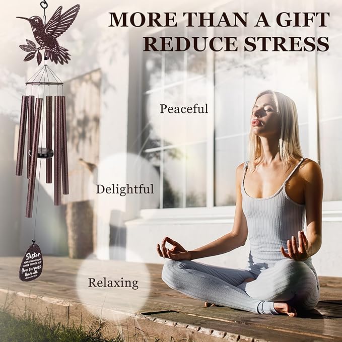 Aurahouse Sister Mothers Day Birthday Gifts, 37'' Sister Wind Chimes for Sisters, Sisters Gift from Sister Brother for Christmas, Bronze