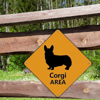 Corgi Crossing Sign Caution CorgiDog Xing Sign Street Sign Wildlife Novelty Road Fence Wall Decor Warning Metal Tin Sign For Indoor Outdoor 10x10in