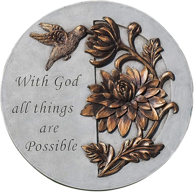 Garden at Home with God All Things Bronze Tone 9 x 9 Resin Stone Outdoor Decorative Stone