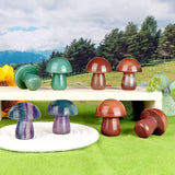2Pcs 1.7" Red Banded Carnelian Agate Crystal Mushroom Sculpture Decor Mini Mushroom Gifts Cute Home Decor Living Room Decorations Fairy Garden Accessories