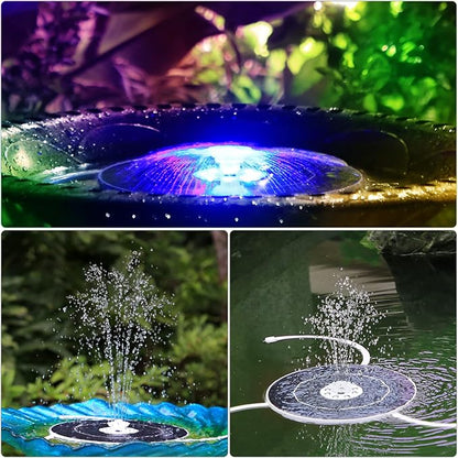 AISITIN 6.5W Solar Fountain for Bird Bath with 3000mAh Battery & Color Changing LED Light, 3 Anti-Drift Fixed Bracket & 8 Nozzles, Solar Water Fountain for Bird Bath, Garden, Pond, Patio, Courtyard