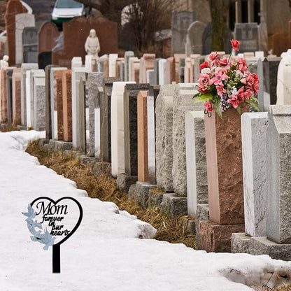 11 inch Metal Mom Memorial Stake Grave Decorations for Cemetery Gravesite Sympathy Markers Waterproof Memorial Gifts for Loss of Mother Tombstones Plaque Outdoors Lawn Yard Decor