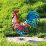 Kircust Metal Rooster Garden Ornament, Multi-Color Outdoor Yard Art Chicken Statue for Home Patio Lawn Backyard Farmhouse Kitchen