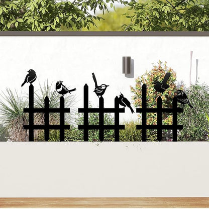 3 Pcs Small Garden Fence with 6 Pieces Birds Decoration, Rustic Garden Decor, Insert Lawn Picket Fence Garden Borders Decorative for Landscape Path Flowerbeds Plant Yard, Outdoor Sculptures Art