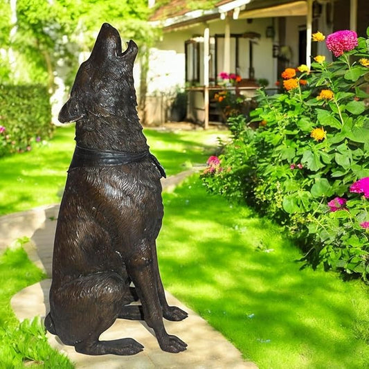 Nifao Howling Wolf Metal Garden Statue – Modern Hand-Finished Stunning Large Sculpture, Elegant Outdoor Décor for Yard, Patio, or Landscape for Animal Lovers, 16" L x 20" W x 37" H