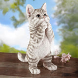 Elenon Praying Cat Figurine Garden Decor, Ornaments Pets Memorial Art Decorative, Kitten Statue Gift for Home Yard Patio Lawn Flower Bed (Grey)