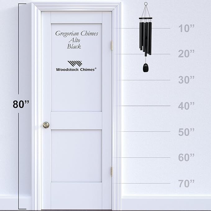 Woodstock Chimes Signature Collection, Gregorian Chimes, Alto (27'') Black, Inspirational and Memorial Wind Chimes for Outdoor, Patio, Home or Garden Décor (GABB)