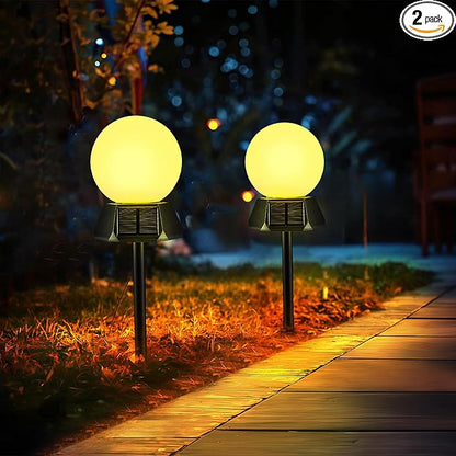 BlcTec Solar Pathway Lights Outdoor, Warm White Path Lights with 3-Sided Solar Panels, 15H Runtime, IP65 Waterproof, Auto On/Off for Patio, Garden, Lawn, Driveway, Yard, Landscape Decor, 2 Pack