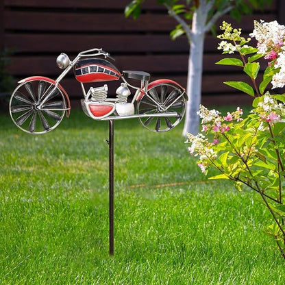Vintage Motorcycle Metal Wind Spinner, Metal Windmill Garden Stake, Motorcycle Wind Sculptures, Kinetic Wind Spinners Outdoor, Wind Spinners for Yard and Garden Decor