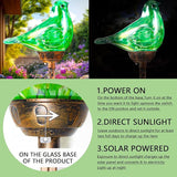 Solar Bird Garden Stake Lights - Hand Blown Glass Decorative Garden Pathway Lights Outdoor Waterproof Bird Glass Stakes (Green)