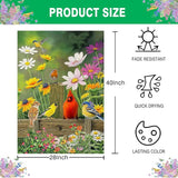 Spring Cardinal House Flag 28x40 Double Sided, Large Burlap Cardinal Birds Flowers Garden Yard Flags for Outside Outdoor House Spring Decoration