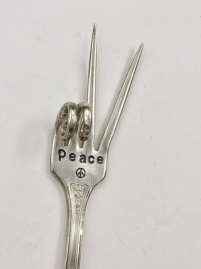 Plant Marker, Peace Sign Fork, Container Indoor Garden, Recycled Fork Stamped