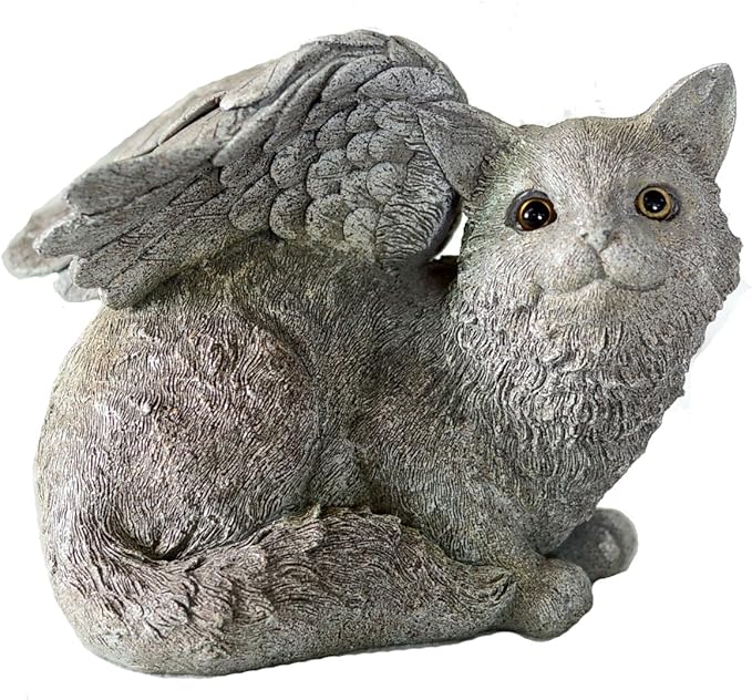 Michael Carr Designs Lying Down Stone Guardian Cat Outdoor Cat Figurine for Gardens, patios and lawns (80110)