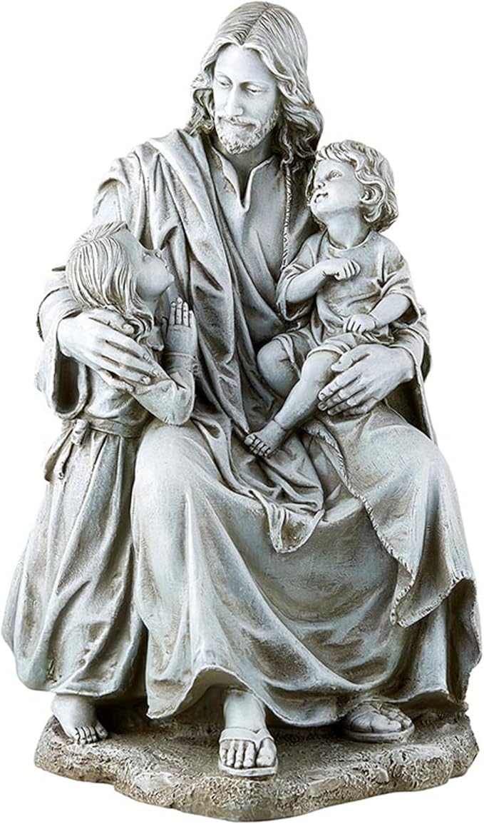 Avalon Gallery Garden Statue - Indoor/Outdoor Catholic Sculpture for Home or Church, 16.5" Tall, Jesus with Children